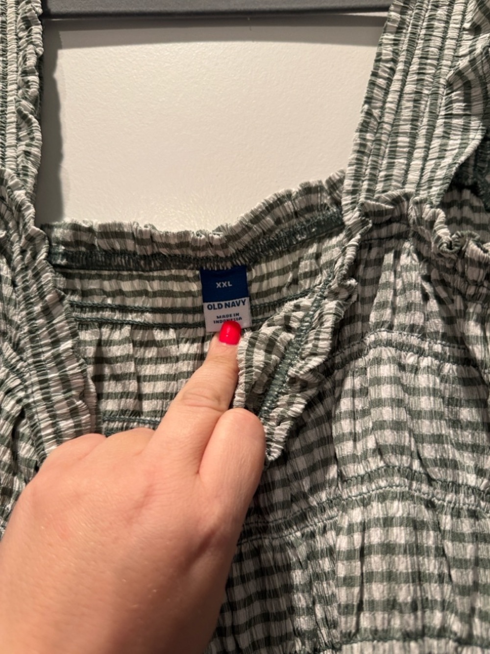 NWOT! Old Navy Fit & Flare Lightweight Smocked Gingham Sage Green Midi Dress XXL - Picture 4 of 10